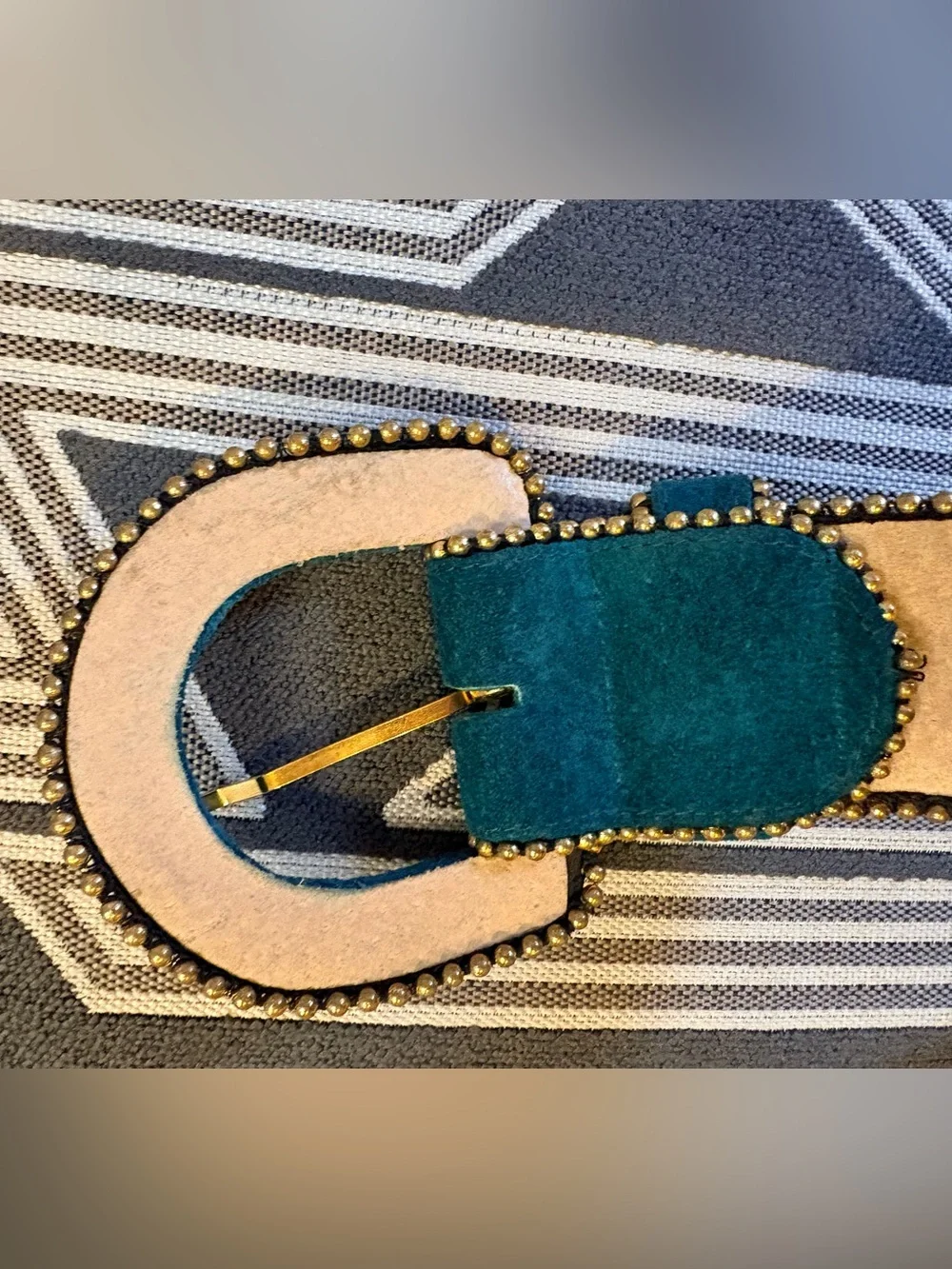 VTG Anne Klein Teal Blue Green Suede Belt Size M